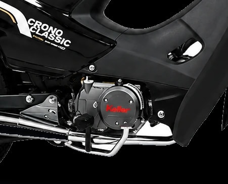 Motor 110 cc y escape cromado de la Keller Crono Classic